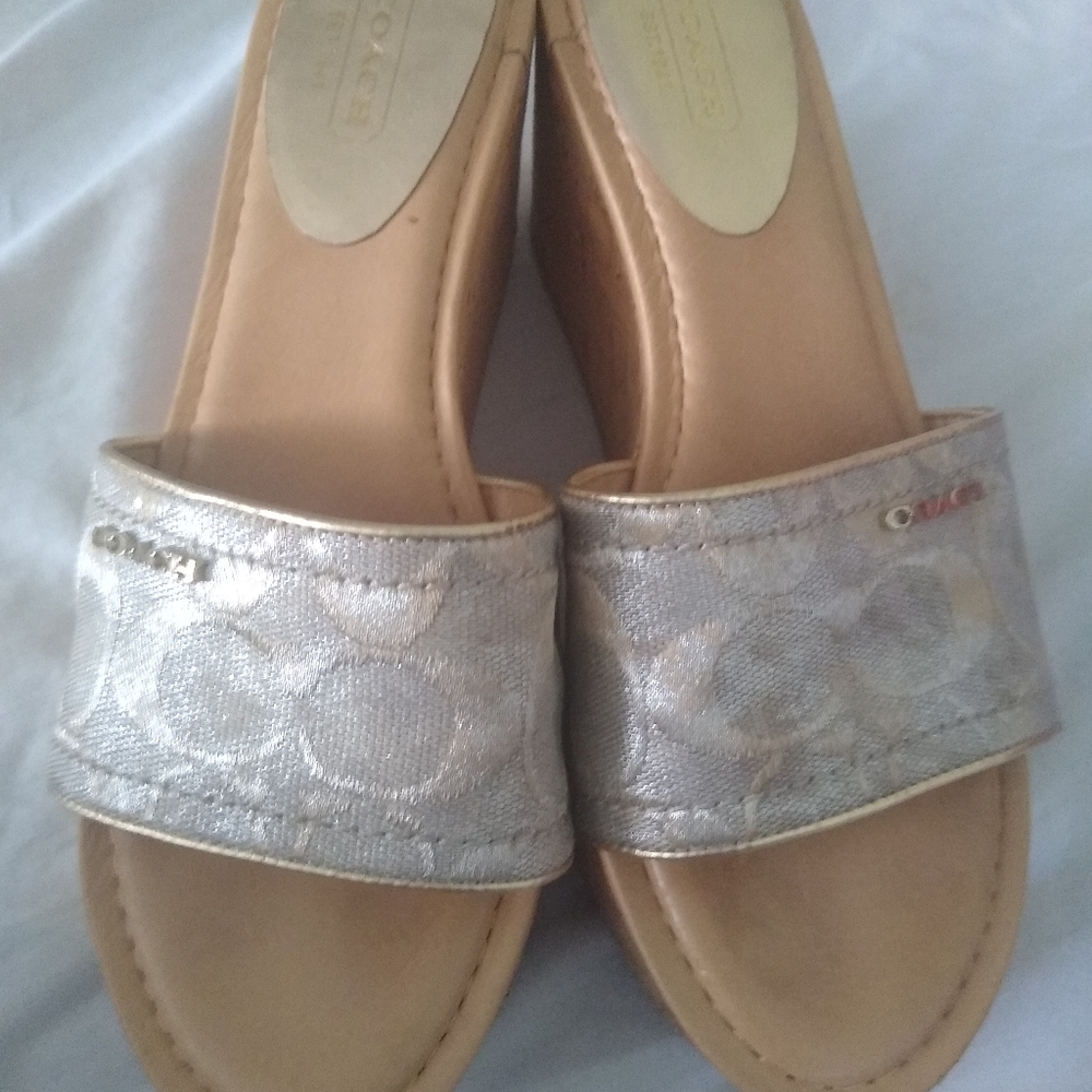 Coach cork wedge sandals